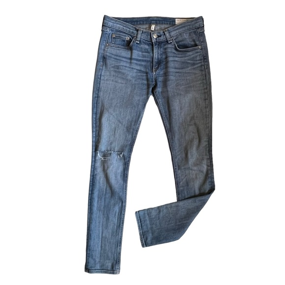 Rag & Bone Women’s Sz 28 Mid Rise Skinny Distressed Denim Jeans - Picture 2 of 12